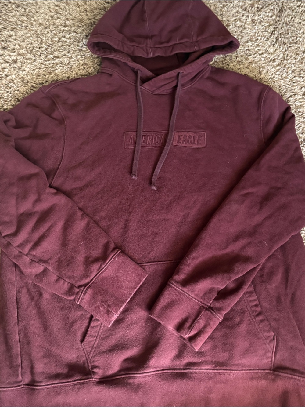 American Eagle Outfitters Men's Burgundy Pullover Hoodie